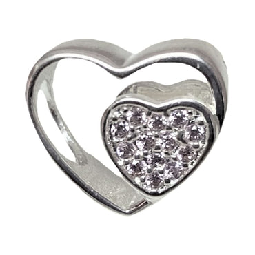 Charm corazón y corazón con piedras rosa Plata Italiana 925 - Metalli - Default Title - Perfumisimo
