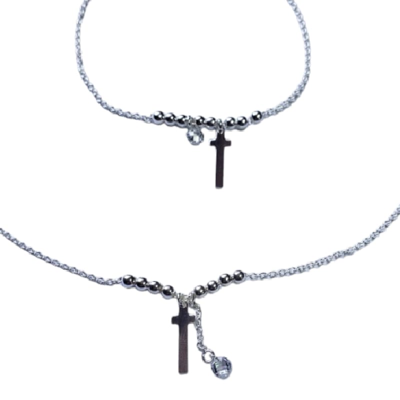 Conjunto Colgante y pulsera Cruz y piedra Plata Italiana 925 - Metalli - Default Title - Perfumisimo