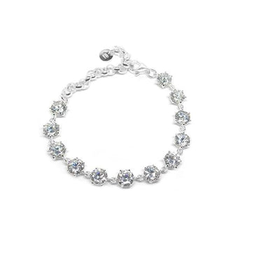 Pulsera con 12 piedras blancas italiana 18cm - Metalli - Default Title - Perfumisimo