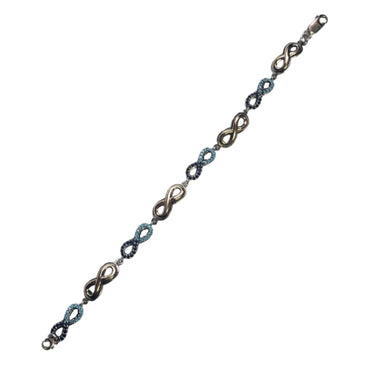 Pulsera Oro y Plata infinitos de piedra Colombiana 20cm - Metalli - Default Title - Perfumisimo
