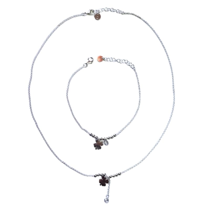 Conjunto Colgante y pulsera Trébol y piedra Plata Italiana 925 - Metalli - Default Title - Perfumisimo